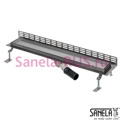 Нержавеющий водоотводящий желоб под плитку, к стене, 750мм SLKN 13 арт: 69130 Sanela Чехия (фото, схема)